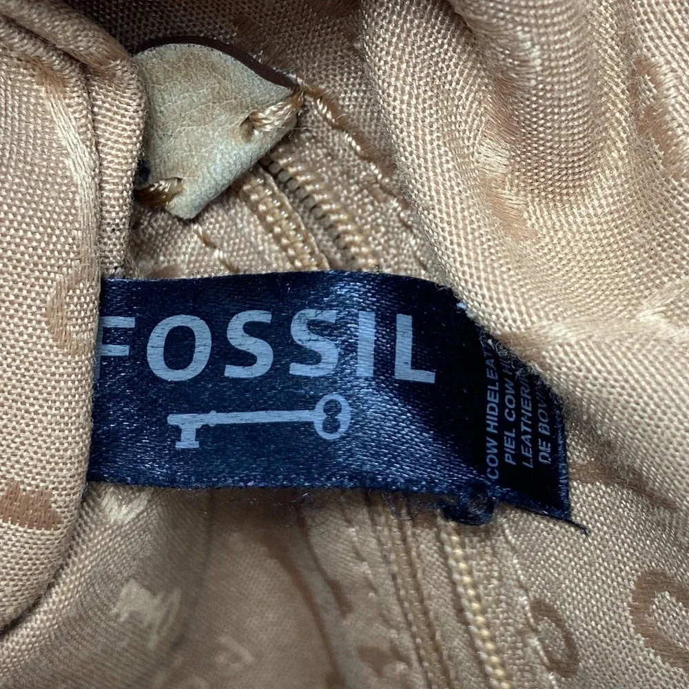 VTG Fossil Maddox Distressed Light Brown Leather Crossbody Messenger‎ Bag